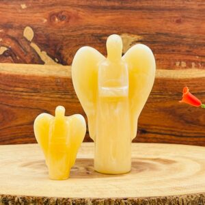 Orange Calcite Angel, Yellow Calcite Crystal Figurine, Standing Statuette, 2 and 4 inches