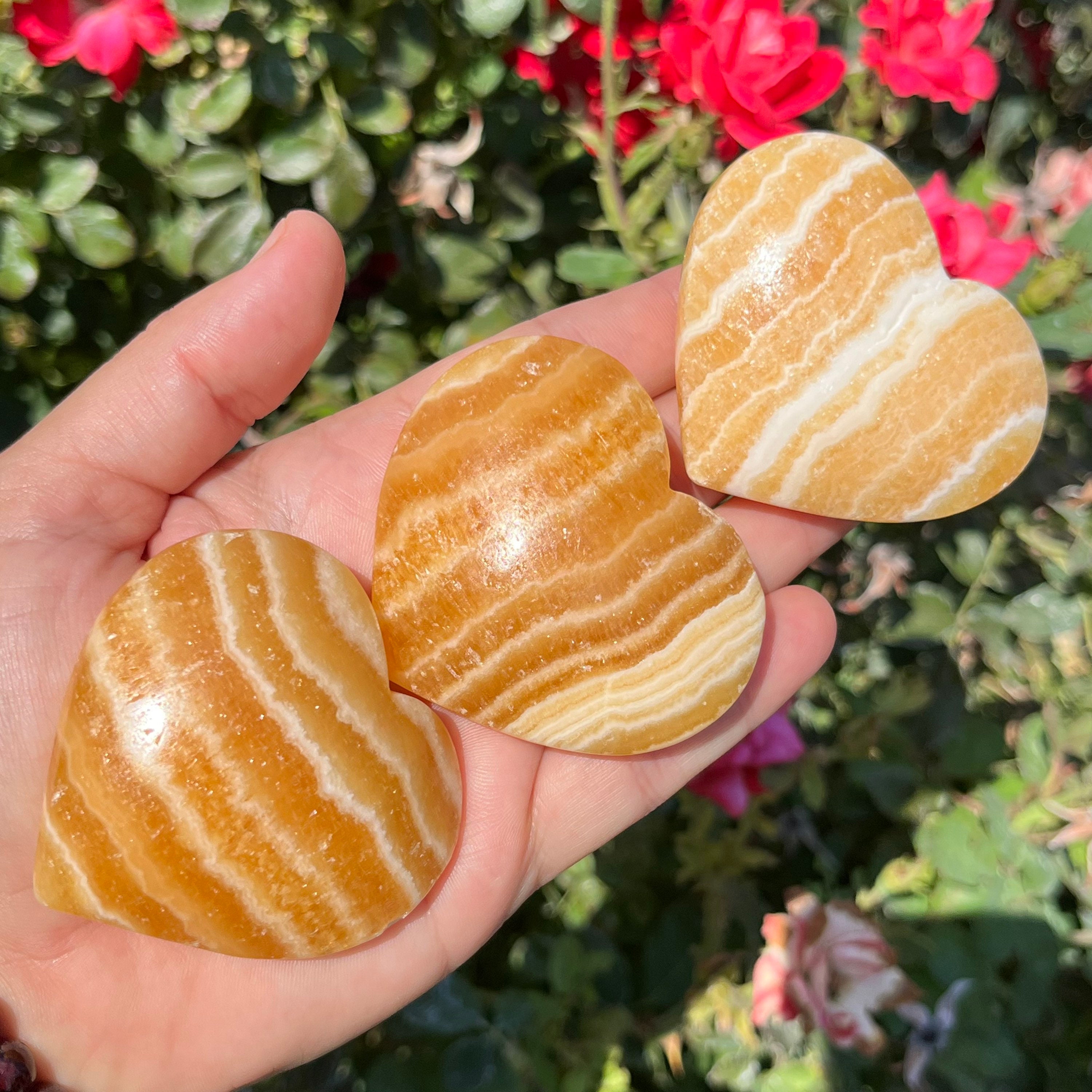 Banded Orange Calcite Heart | Orange Calcite Hearts | Calcite Crystal Hearts Banded Orange Calcite Heart | Orange Calcite Hearts | Calcite Crystal Hearts