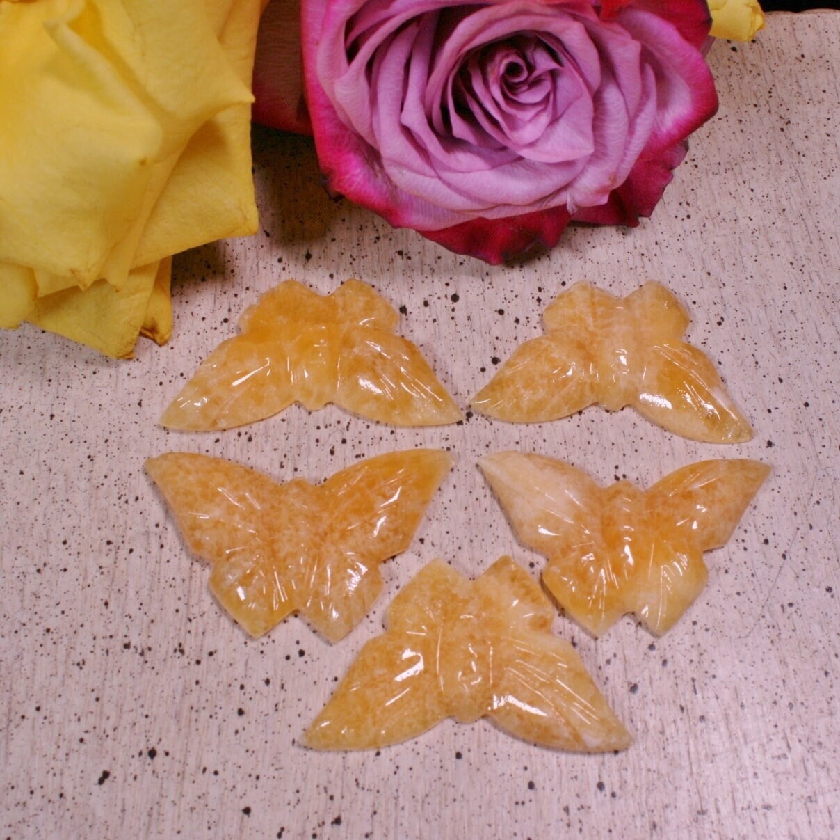 Orange Calcite Butterfly Carving From Argentina. (one Per Order)