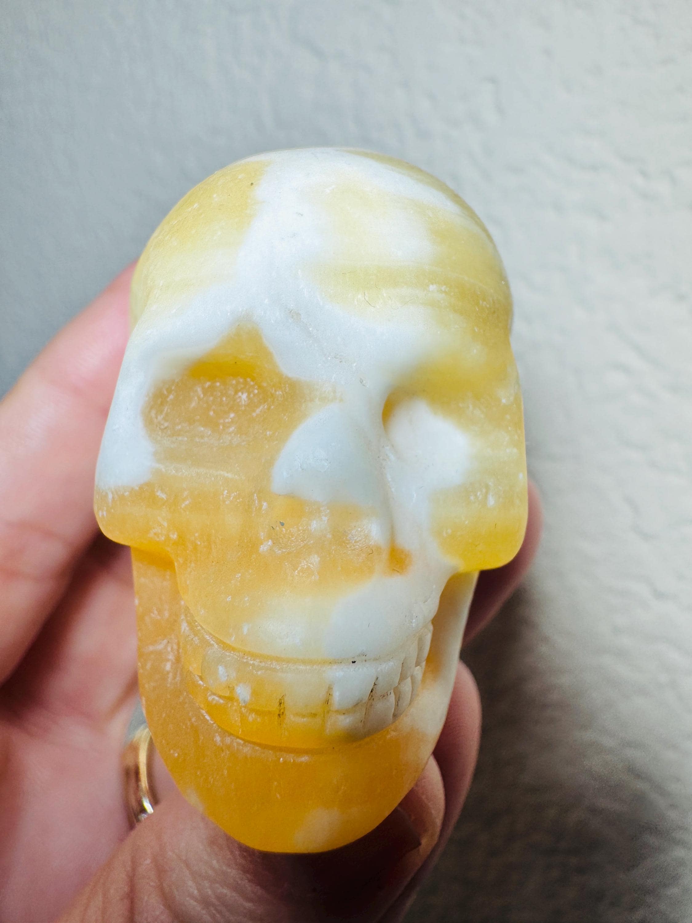 Orange County Calcite Skull, Banded Orange Calcite Mini Crystal Skull Head, Human Skull Art Carving, Orange Crystal Skull, 2” Skull