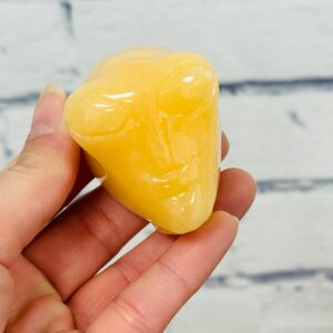 Orange Calcite Crystal Alien Head Skull, Realistic Details & Fine Art Sculpture, Metaphysical Healing Crystal 2 Inch