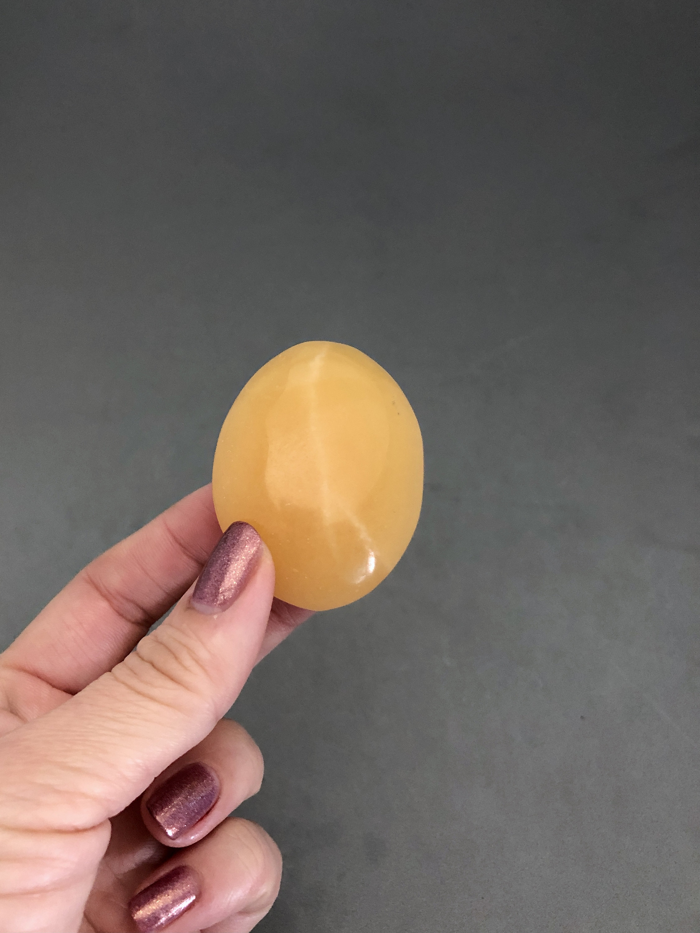 Orange Calcite Crystal Palm Stone (2" Long) For Crystal Magic Stone Crystal Grids Meditation Sacral Chakra Stone Purification Metaphysical