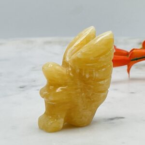 Orange Calcite Fairy Angel, Crystal Figurine, Standing Statuette, 2 inches