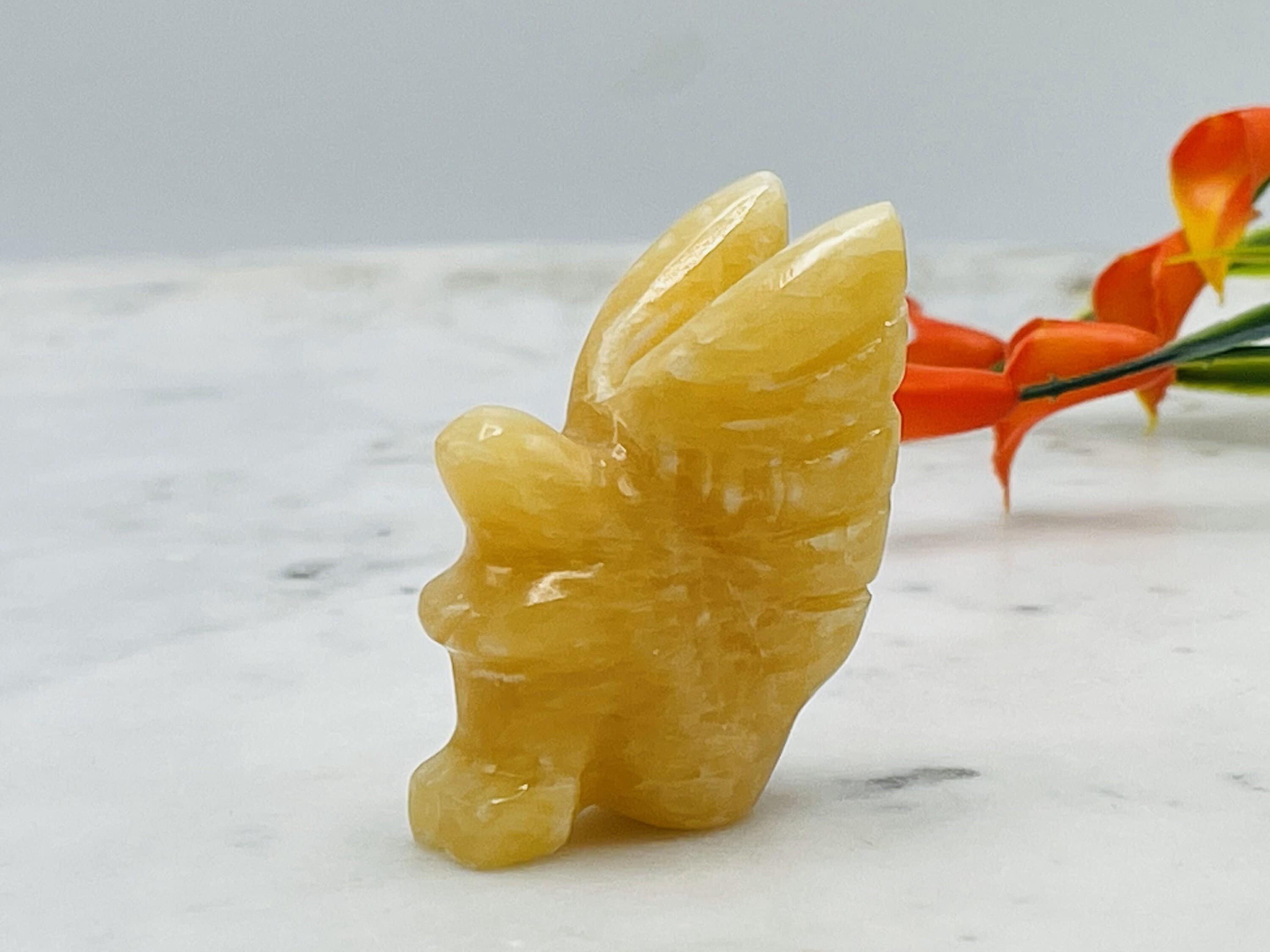 Orange Calcite Fairy Angel, Crystal Figurine, Standing Statuette, 2 Inches