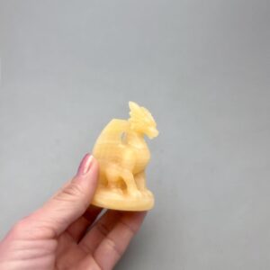 Orange Calcite Flying Dragon Carving
