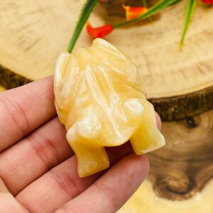 Orange Calcite Frog Figurine, Yellow Calcite Crystal Frog Carving, Sacred Animal 2 inch