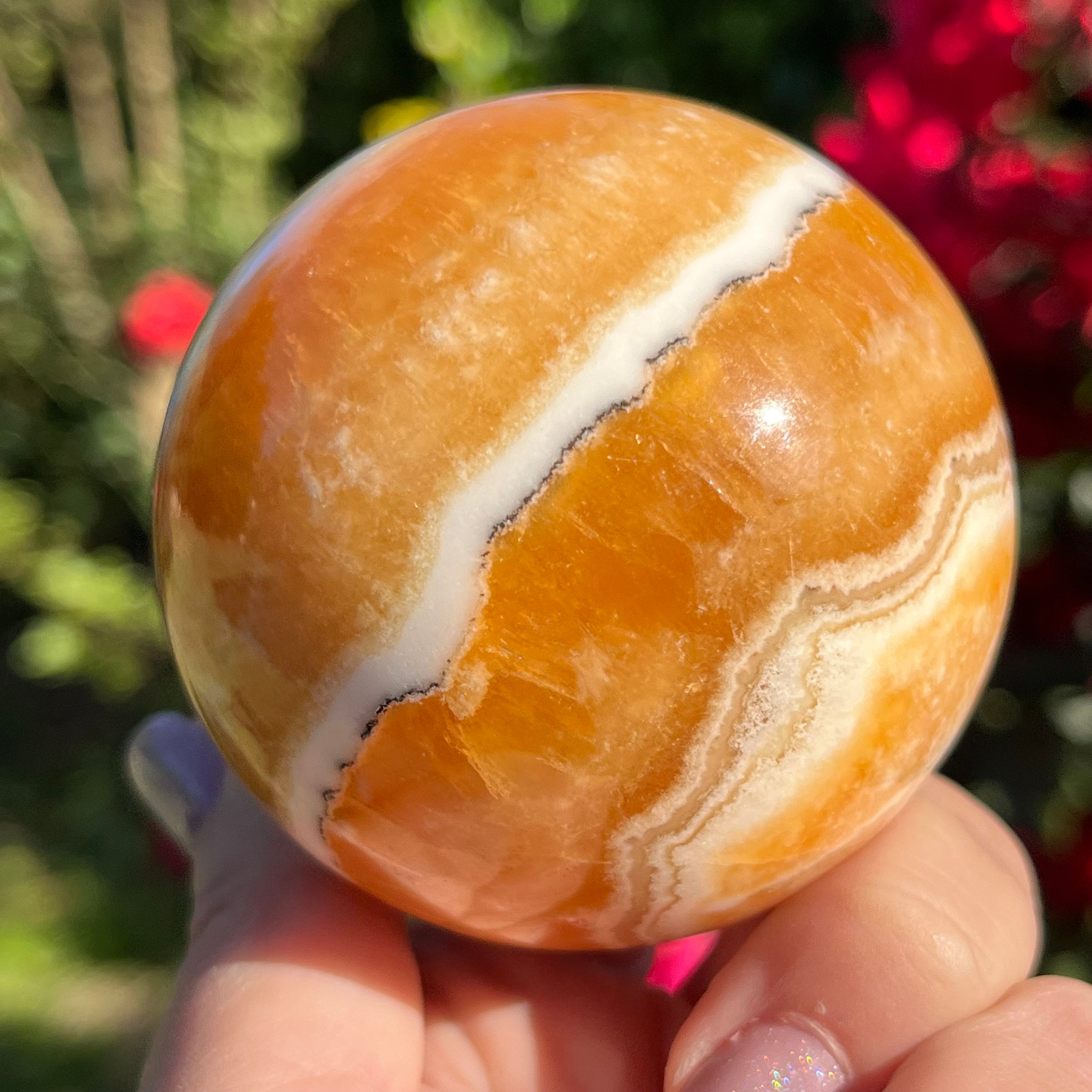 Gemmy Banded Orange Calcite Sphere | Banded Orange Calcite Sphere 65mm Gemmy Banded Orange Calcite Sphere | Banded Orange Calcite Sphere 65mm