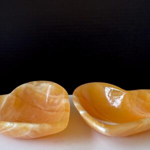 Orange Calcite Heart Dish: Mexican Banded Calcite Bowl, Home Decor