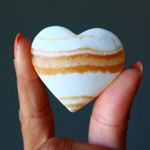 Orange Calcite Heart Fancy Soulmate Banded Love Crystal Orange Calcite Heart Fancy Soulmate Banded Love Crystal