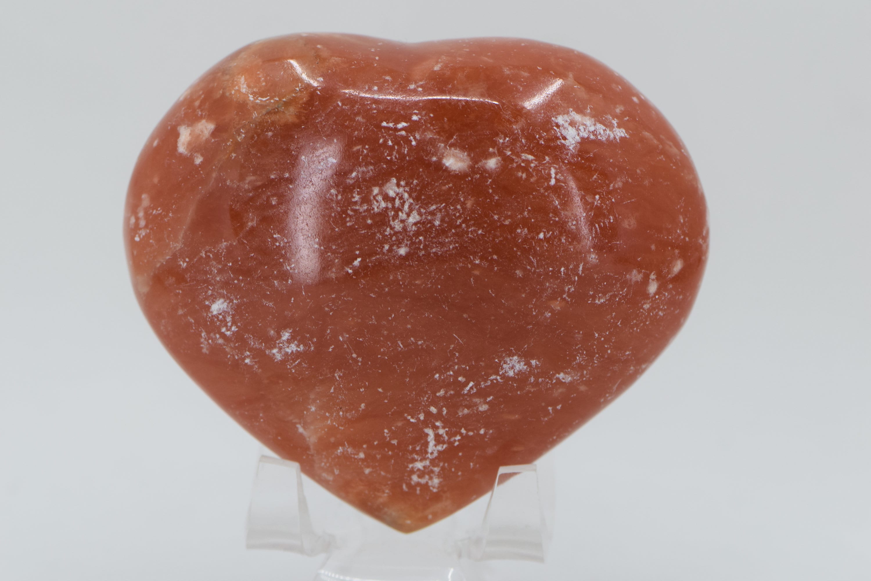 Large Blood Orange Calcite Puffy Heart