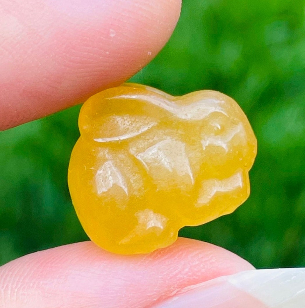 Mini Orange Calcite Crystal Bunny: Xxs Polished Carving