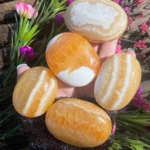 Orange Calcite, Orange Calcite Palm Stone, Qty. 1 Orange Calcite, Orange Calcite Palm Stone, Qty. 1