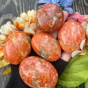 Orange Calcite, Orange Calcite Palm Stone, Qty. 1