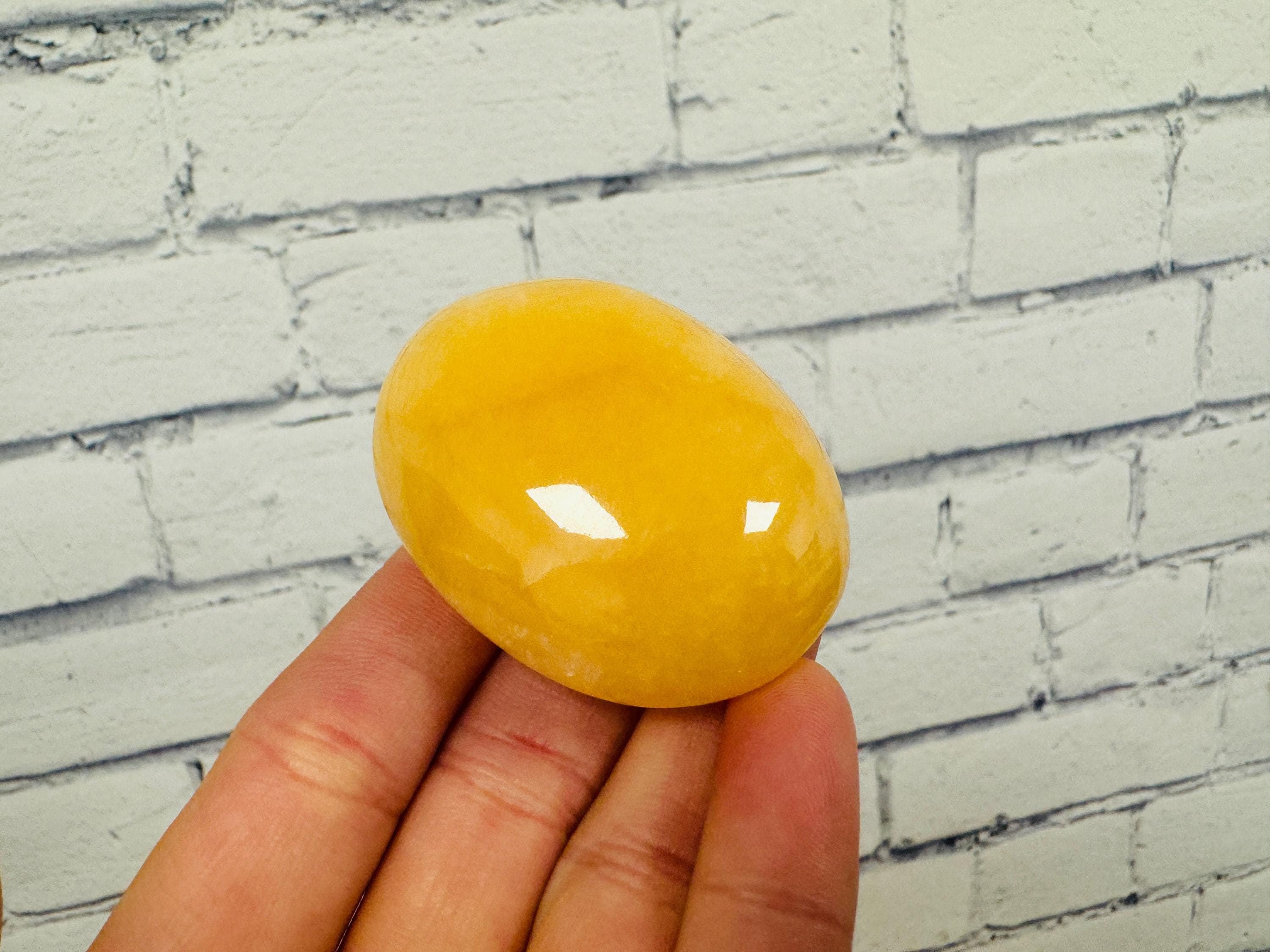 Orange Calcite Palm Stone, Yellow Calcite Pocket Massage Stones, Healing Crystals