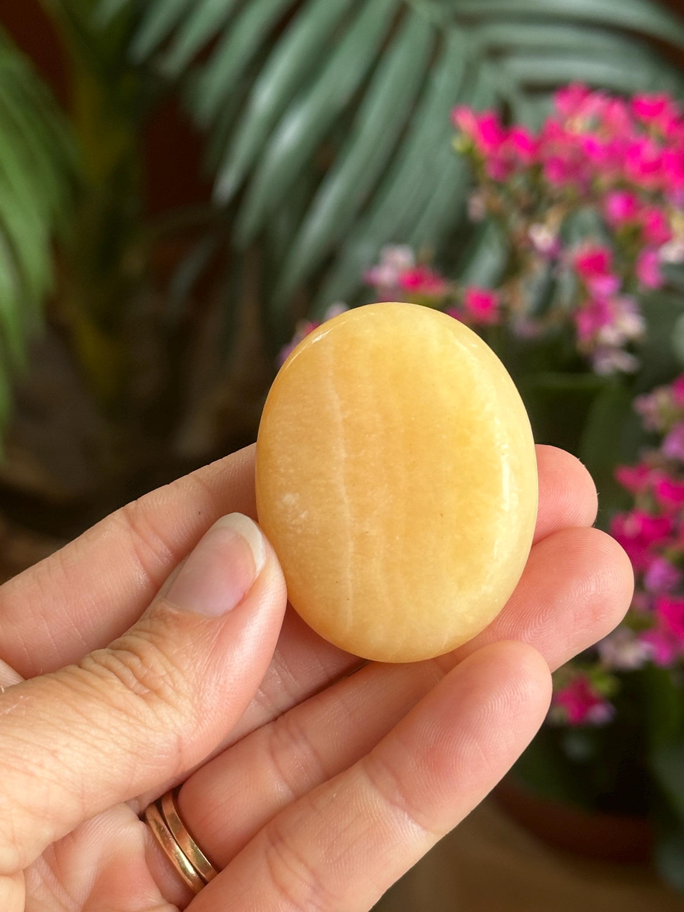 Orange Calcite Palm Stone