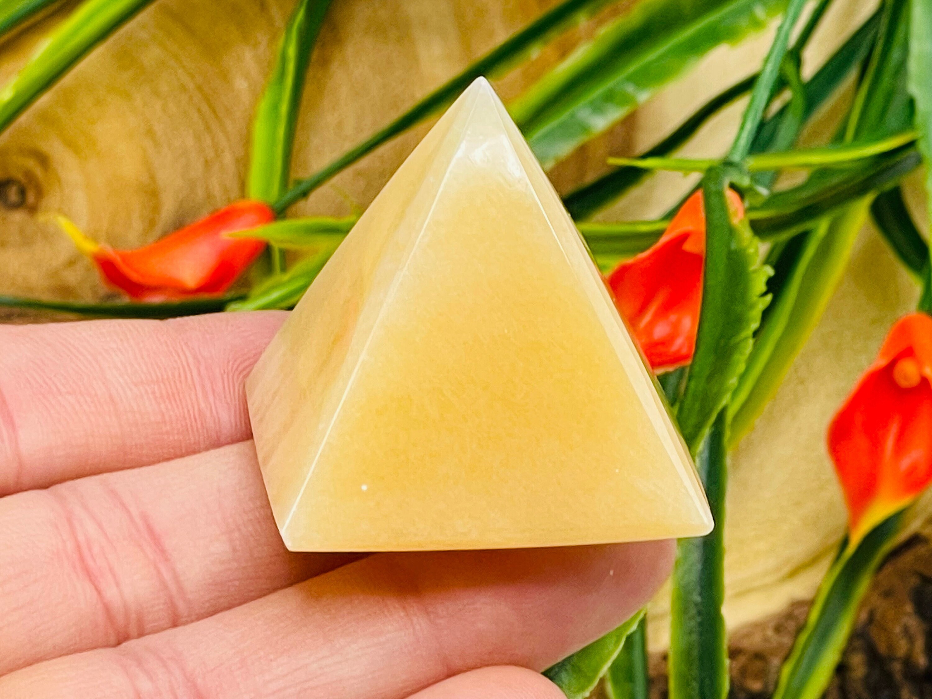 Orange Calcite Pyramid, Yellow Calcite Healing Crystal Point, 1.5 And 2 Inches