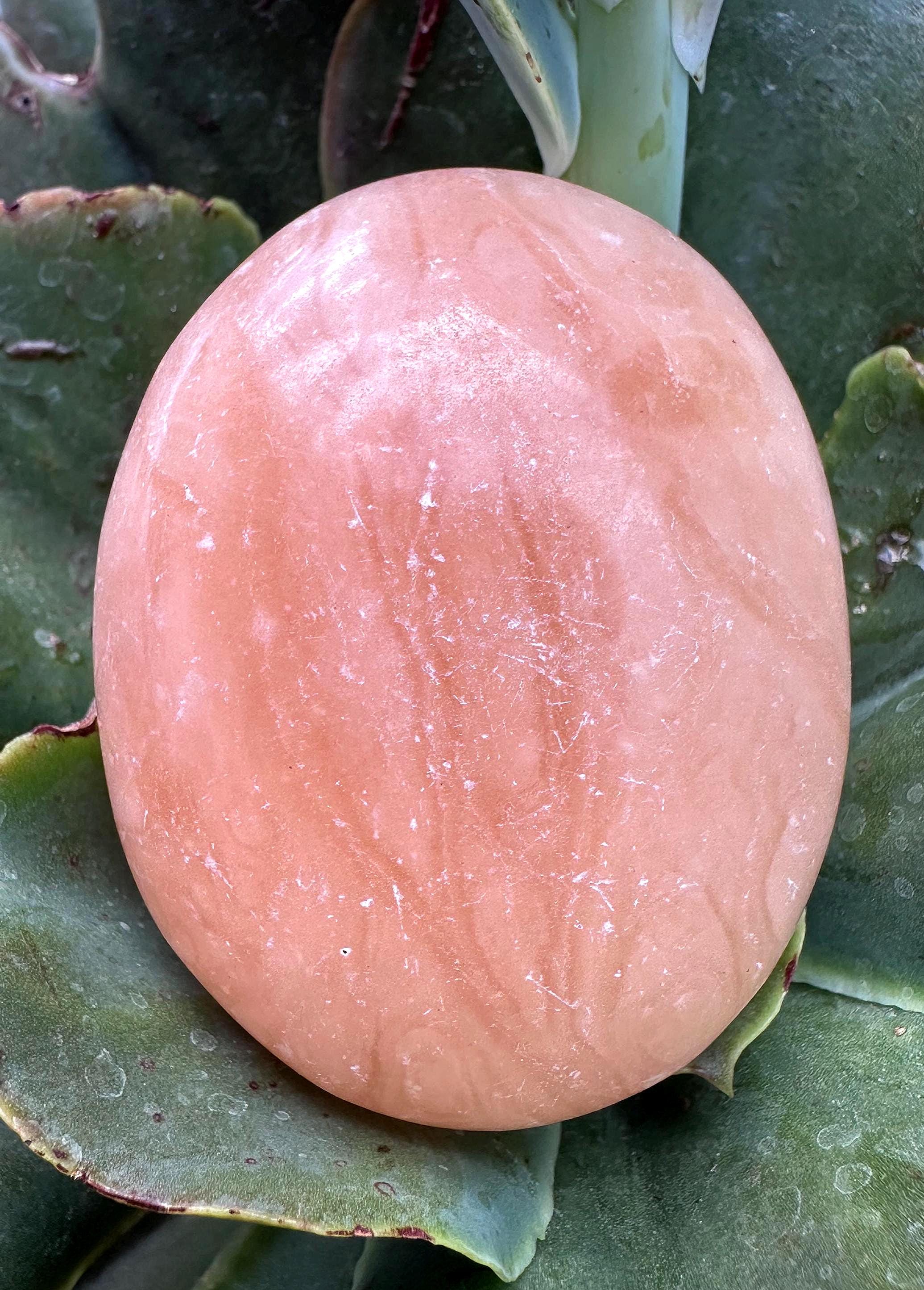 Smooth Orange Calcite Palm Stone