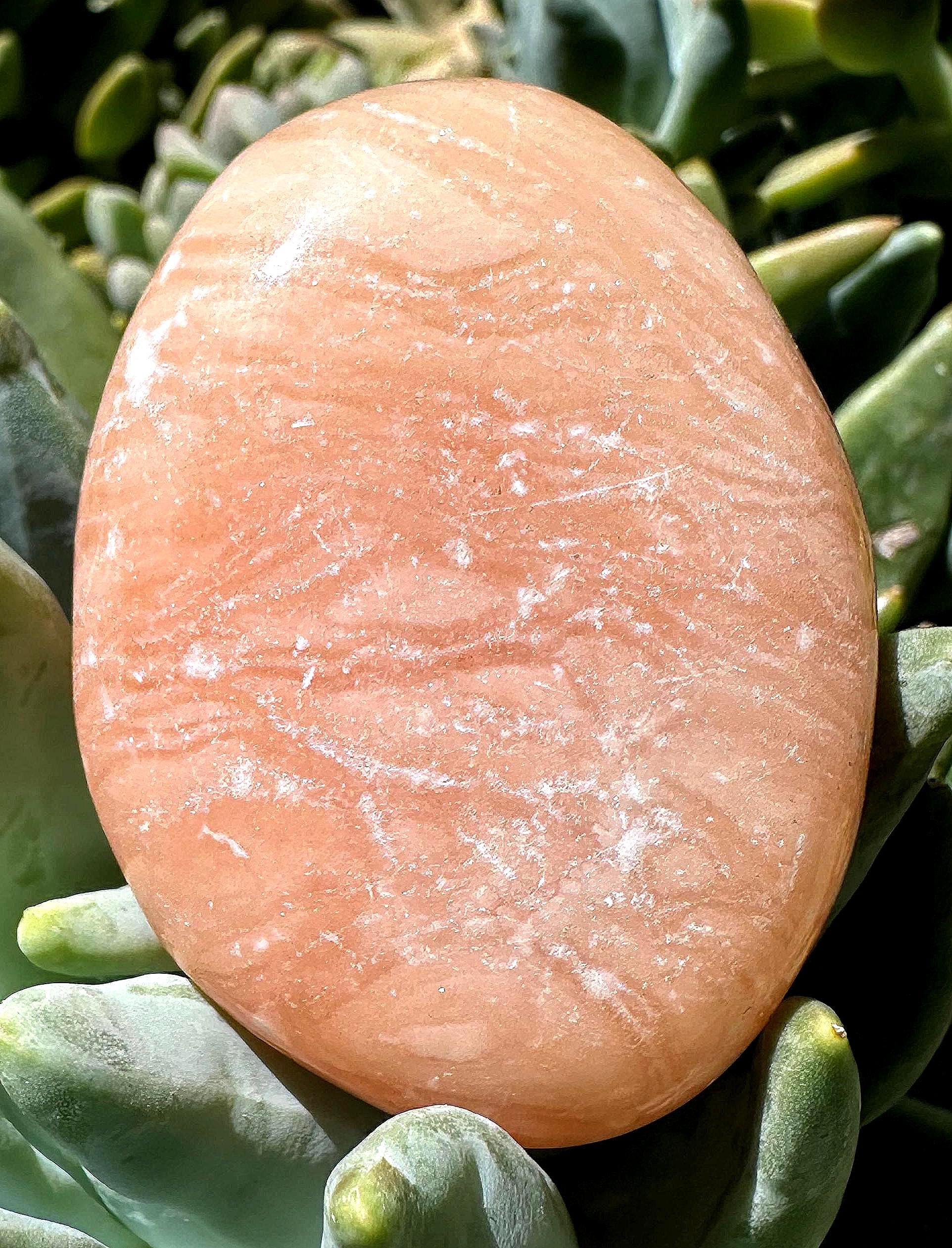 Smooth Orange Calcite Palm Stone