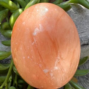 Smooth Orange Calcite Palm Stone