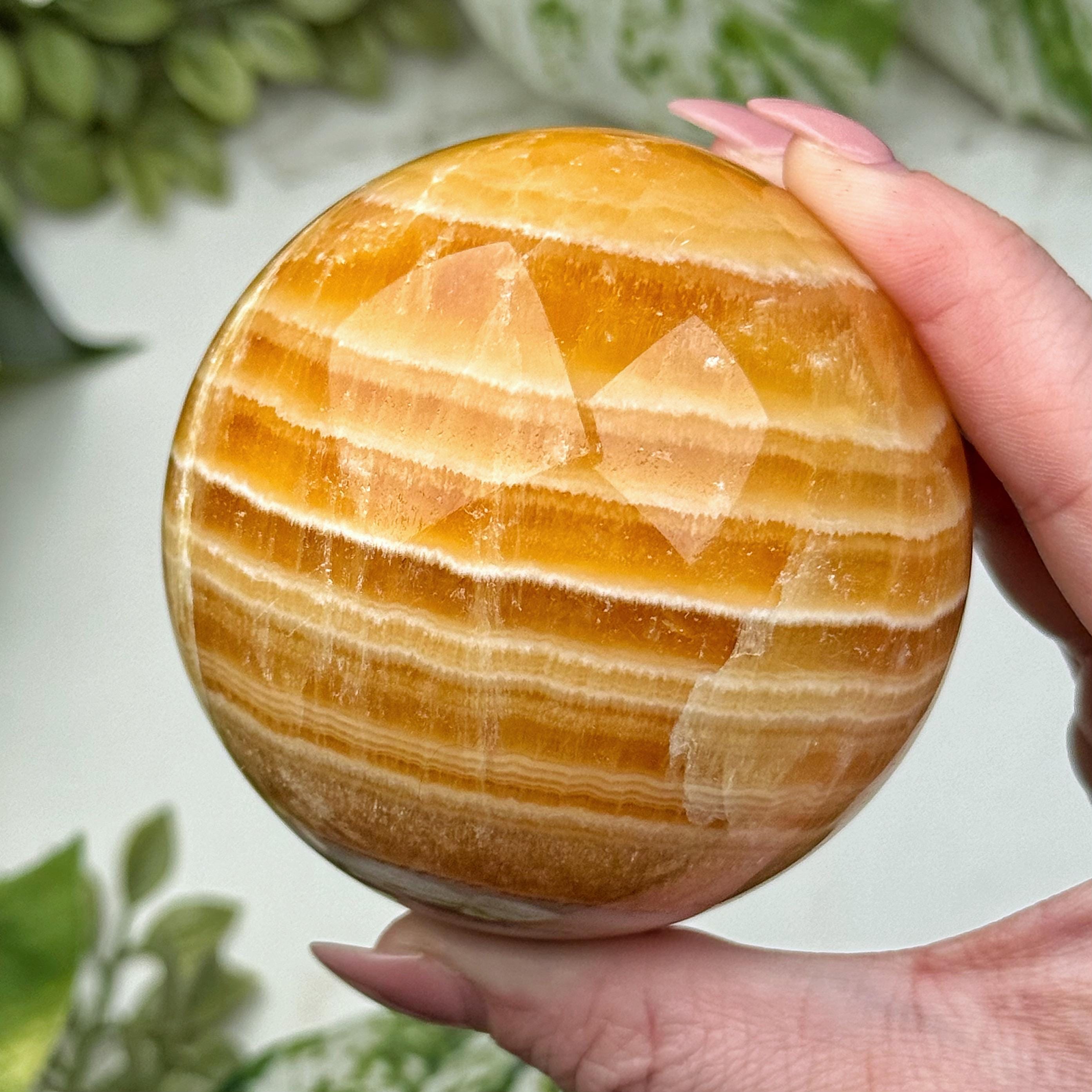 Orange Calcite Sphere | 71mm | - #1 (polished Crystal Ball, Sacral Chakra, Healing Stone, Joy)