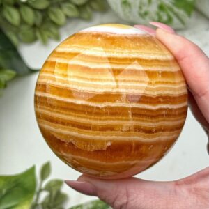 Orange Calcite Sphere | 73mm | - #2 (polished Crystal Ball, Sacral Chakra, Healing Stone, Joy) Orange Calcite Sphere | 73mm | - #2 (polished Crystal Ball, Sacral Chakra, Healing Stone, Joy)