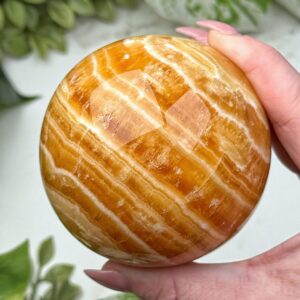 Orange Calcite Sphere | 73mm | - #3 (polished Crystal Ball, Sacral Chakra, Healing Stone, Joy)
