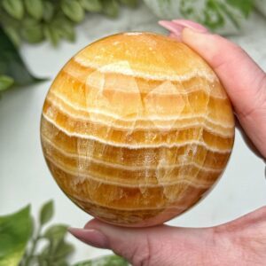 Orange Calcite Sphere | 68mm | - #4 (polished Crystal Ball, Sacral Chakra, Healing Stone, Joy)