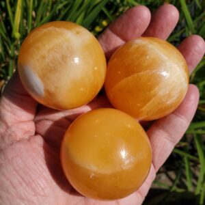 Orange Calcite Sphere 48mm, Sacral Chakra Crystal, Solar Plexus Stone, Orange Calcite Crystal Ball, Energy Cleansing Crystal Sphere