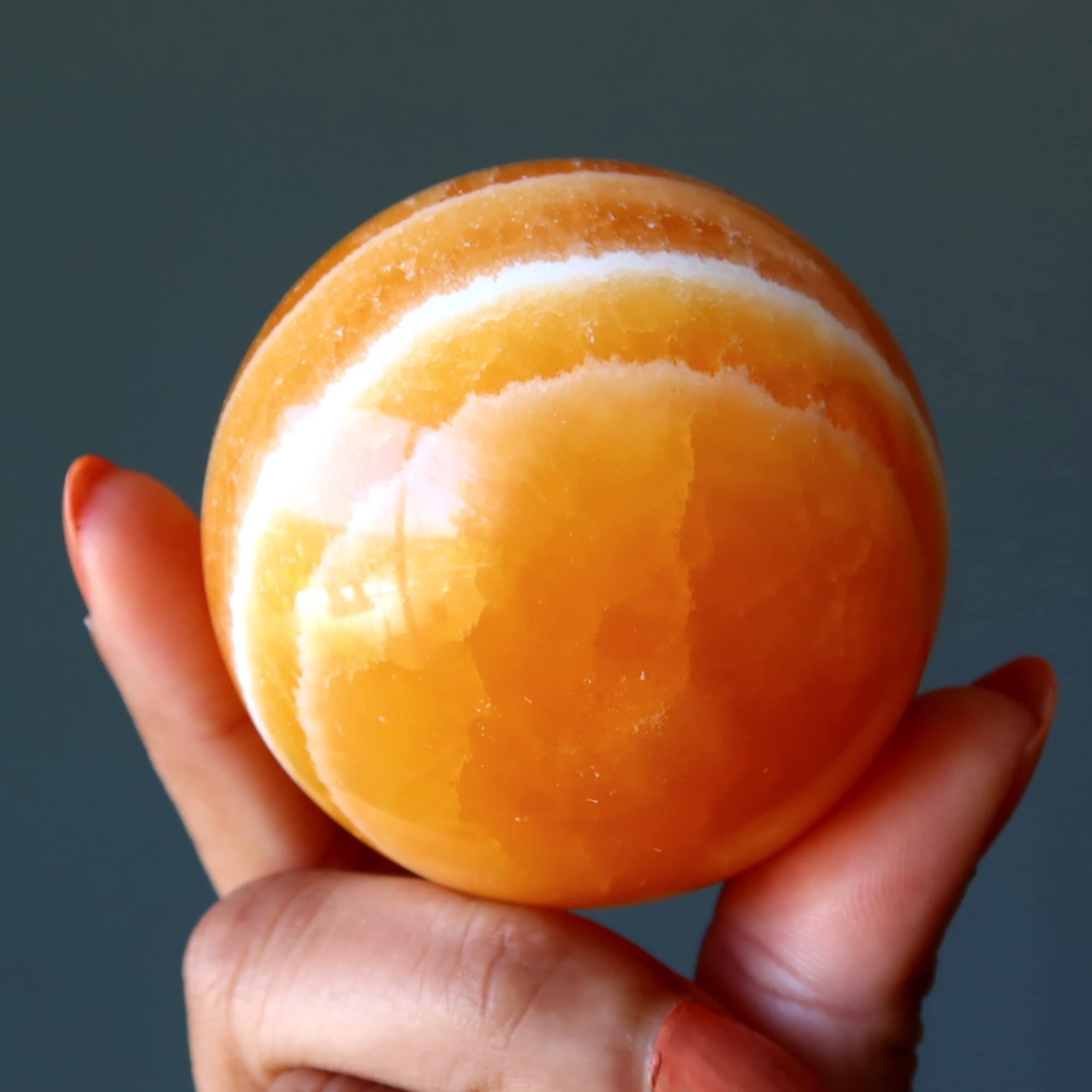 Orange Calcite Sphere Power Positive Energy Crystal Ball Orange Calcite Sphere Power Positive Energy Crystal Ball
