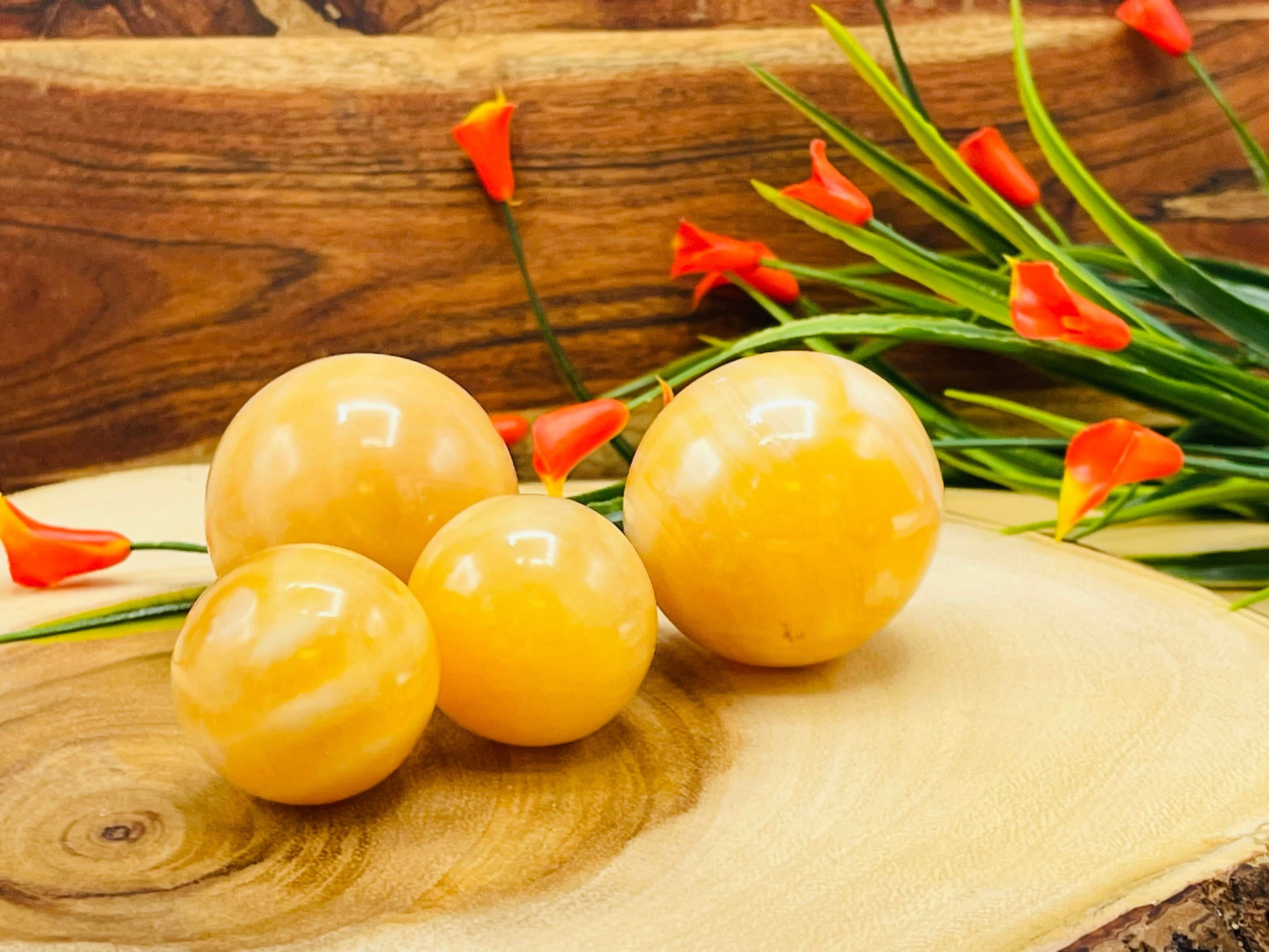 Orange Calcite Sphere, Yellow Calcite Ball, Healing Crystal Orange Calcite Sphere, Yellow Calcite Ball, Healing Crystal