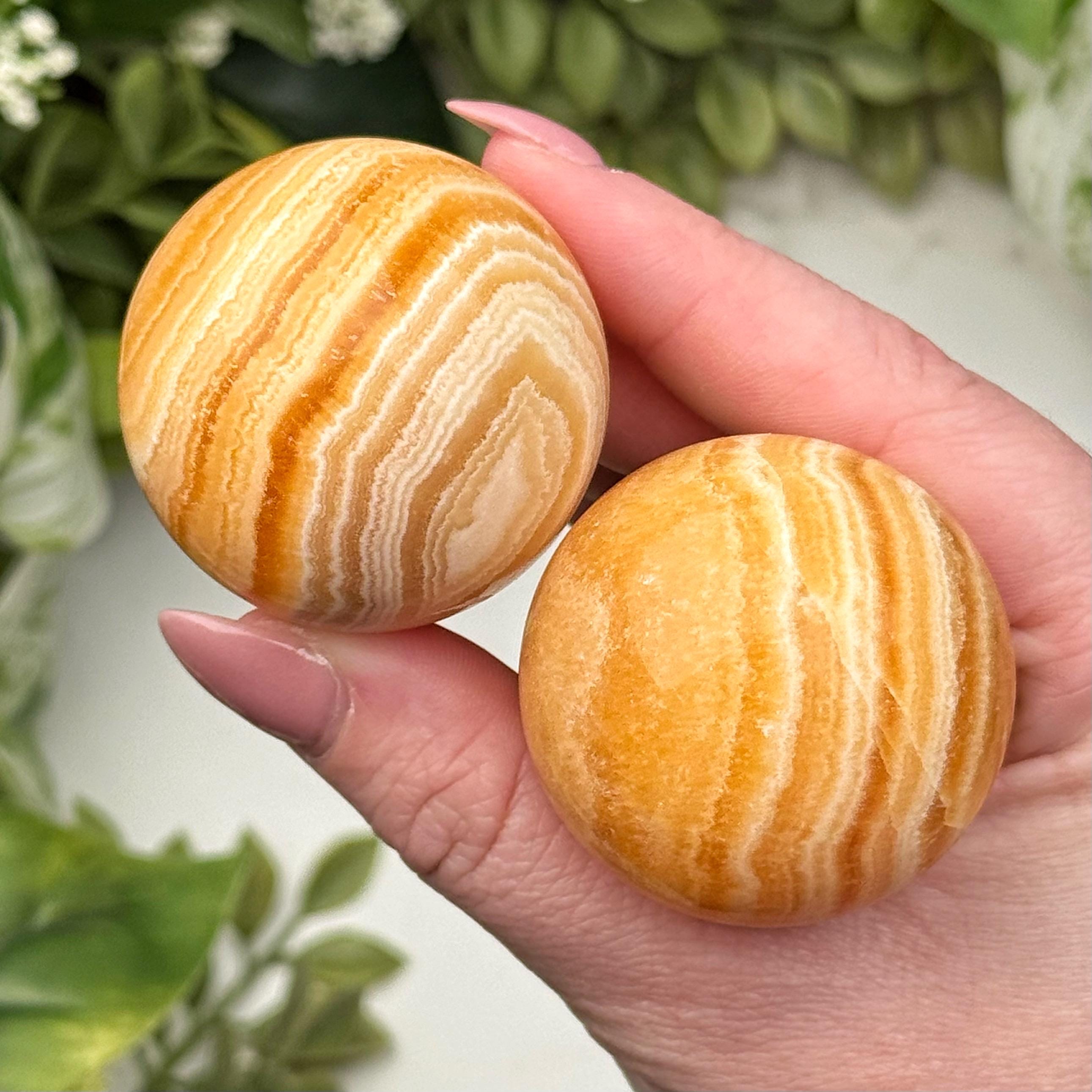 Orange Calcite Sphere | 40mm | - No. 510 (polished Crystal Ball, Sacral Chakra, Healing Stone, Joy)