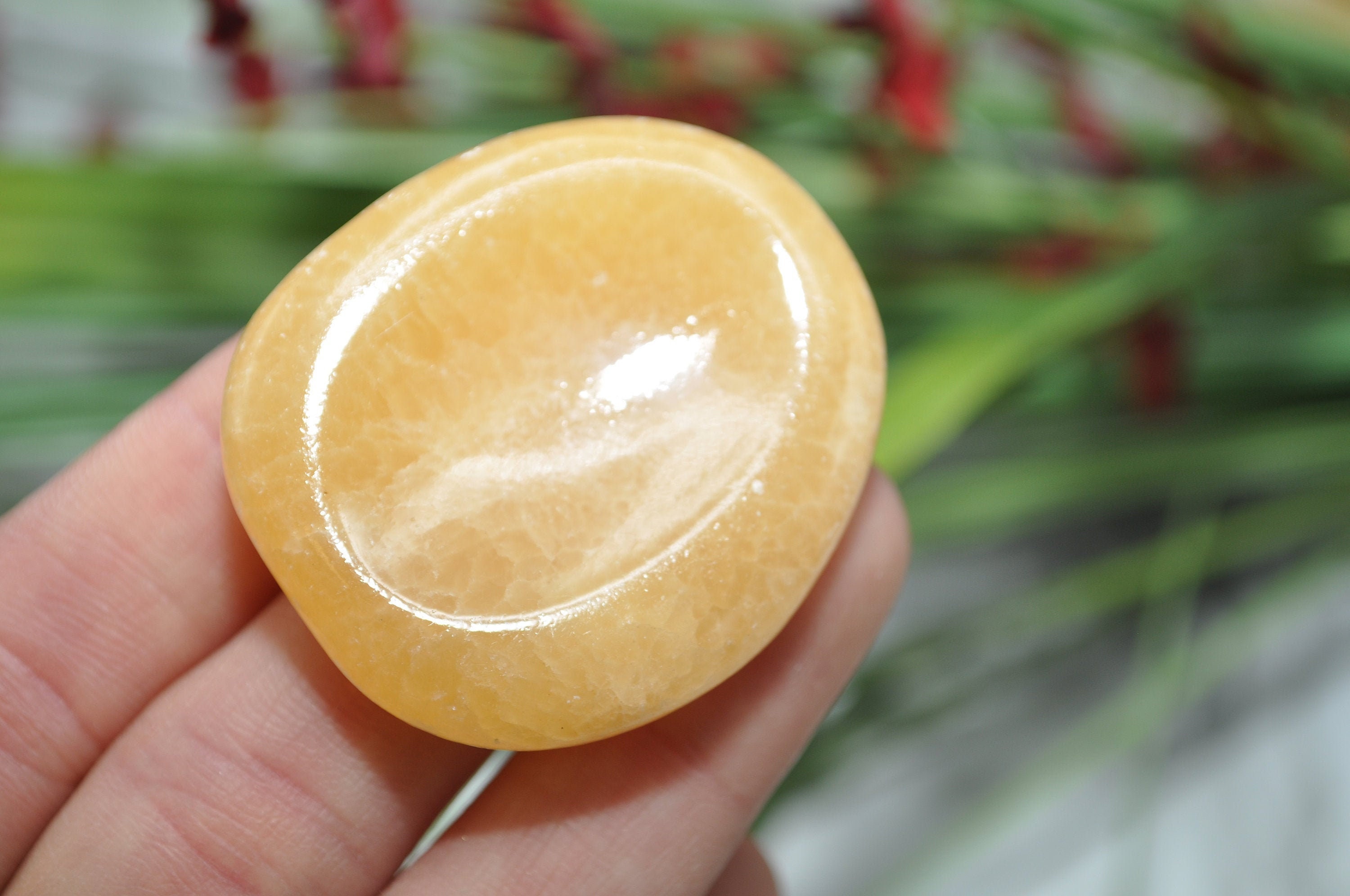 Orange Calcite Worry Stone | Yellow Calcite Pocket Stones | Hand Polished Thumb Stones | Chakra | Healing Gemstone | Massage Stones