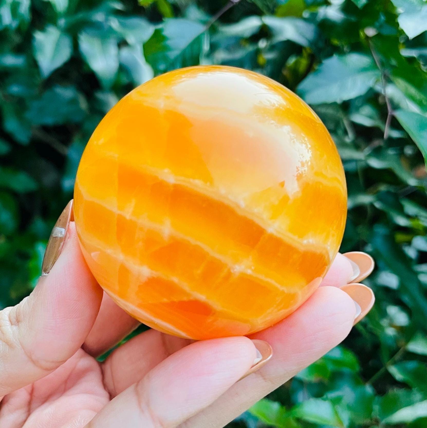 Xl Orange Calcite Sphere: 311g Natural Gemstone Crystal Display 59mm
