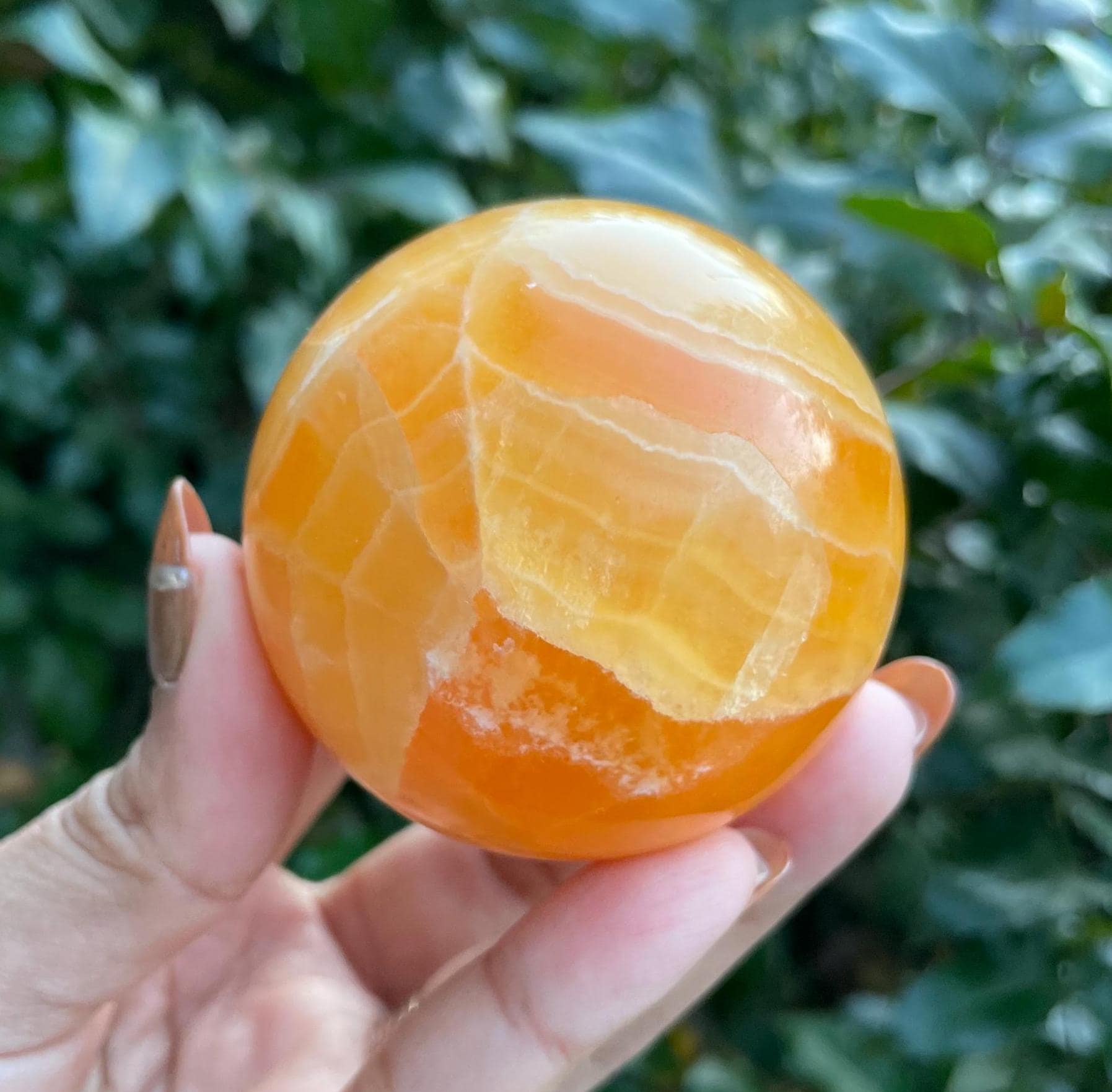 Xl Orange Calcite Sphere: 321g Natural Gemstone Crystal Display 60mm
