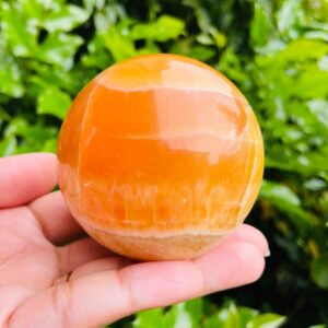 Xl Orange Calcite Sphere: 244g Natural Gemstone Crystal Display 65mm