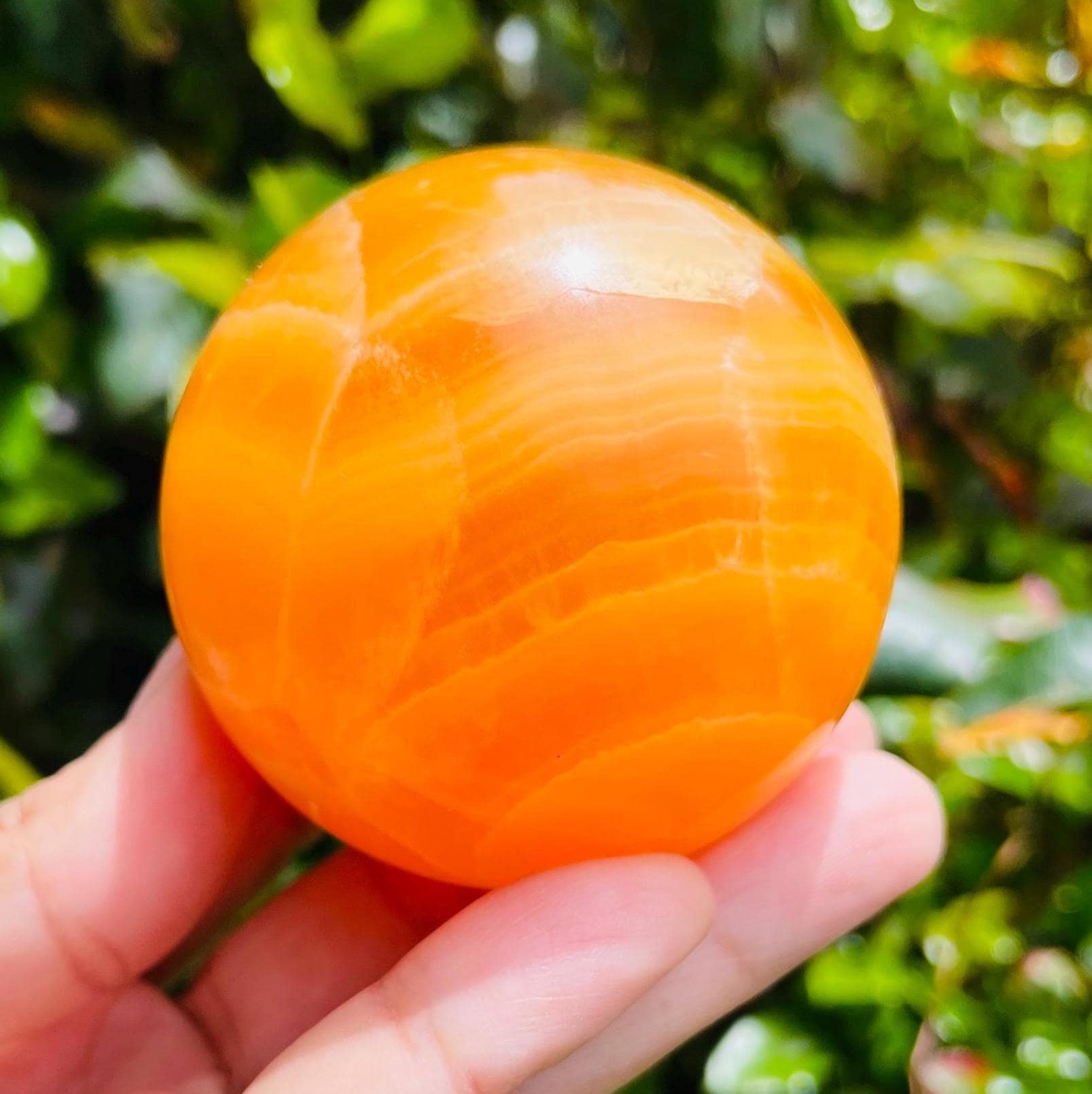 Xl Orange Calcite Sphere: 322g Natural Gemstone Crystal Display 61mm