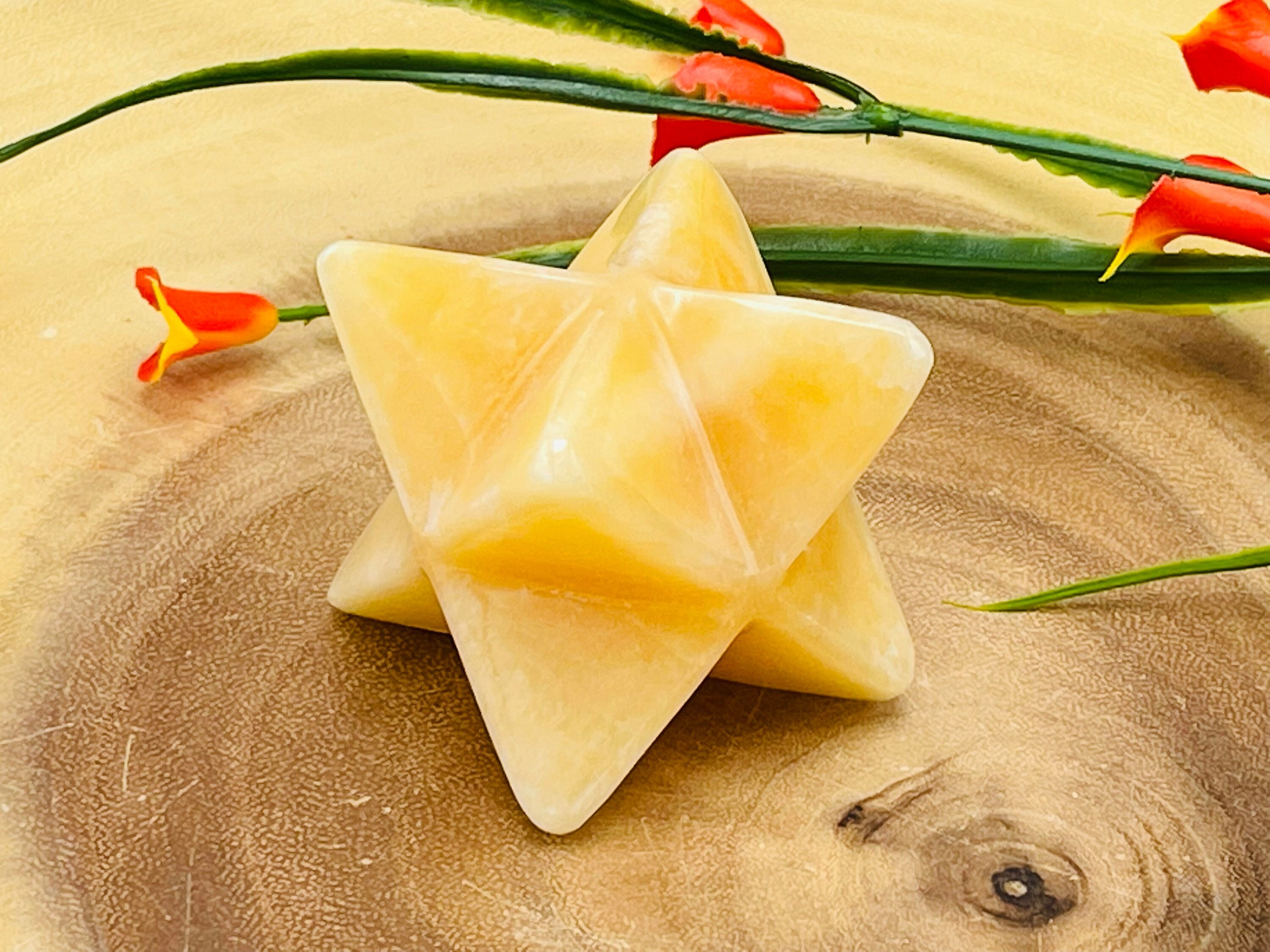 Yellow Calcite Merkaba, Orange Calcite Healing Crystal, Reiki, 2 Inches