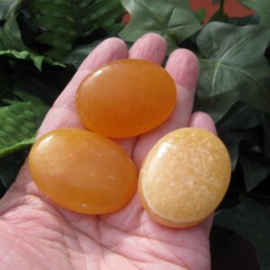 Orange Calcite Palm Stone, Confidence & Creativity Crystal, Healing Chakra Stone, Tumbled Calcite Crystal, Energy Pocket Stone, 1.75 x 1.38