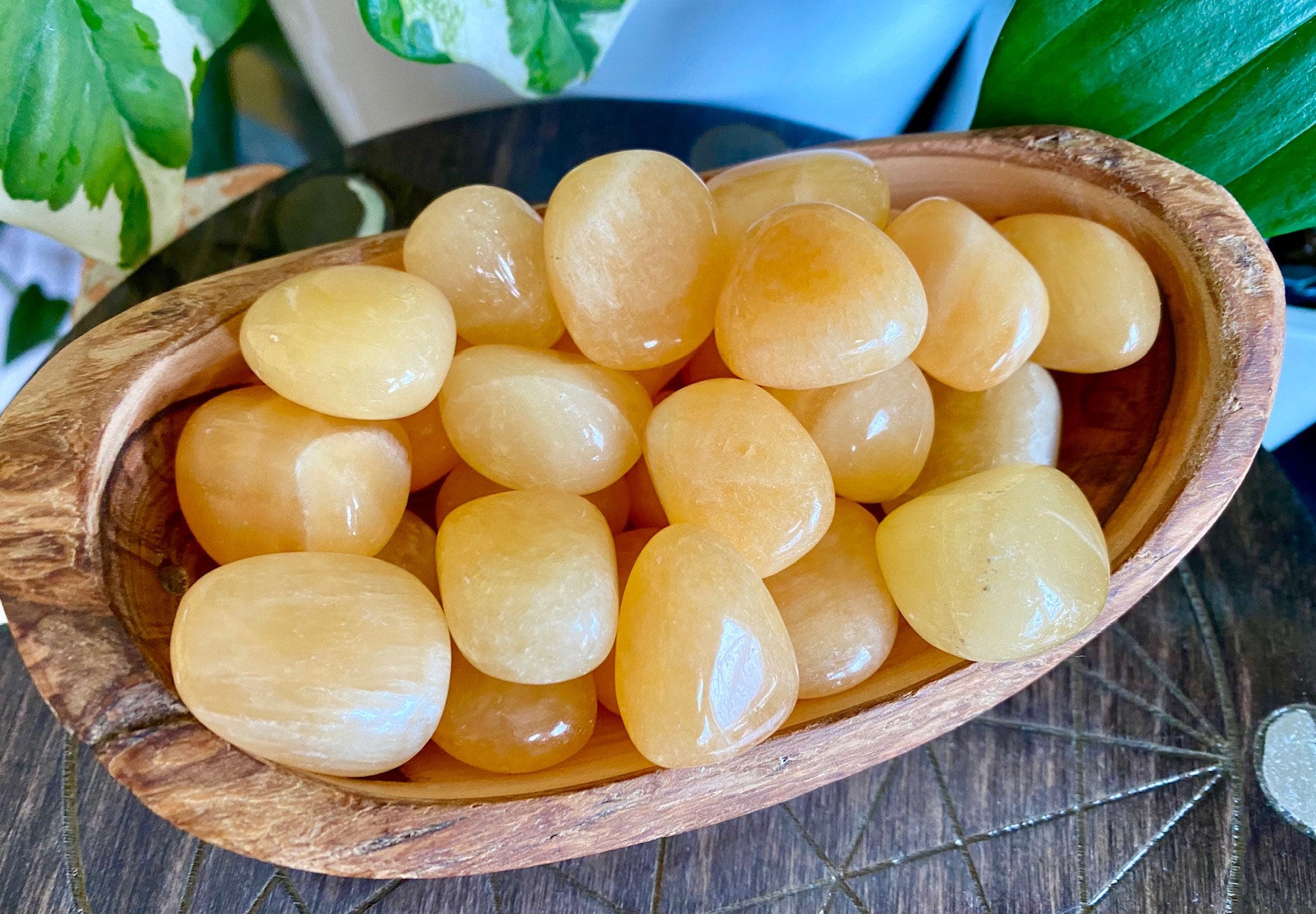 Orange Calcite Tumbled Stone , Natural Gemstone Crystal Orange Calcite Tumbled Stone , Natural Gemstone Crystal