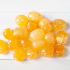 Orange Calcite Stone | Small, Vibrant Orange Tumbled Stones. Natural Color