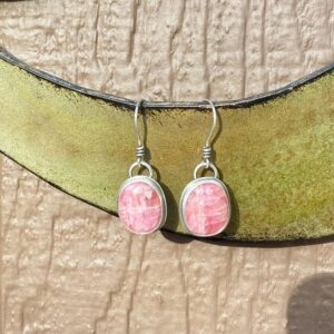 Oval Cobalto Calcite and Sterling Silver Dangle Earrings