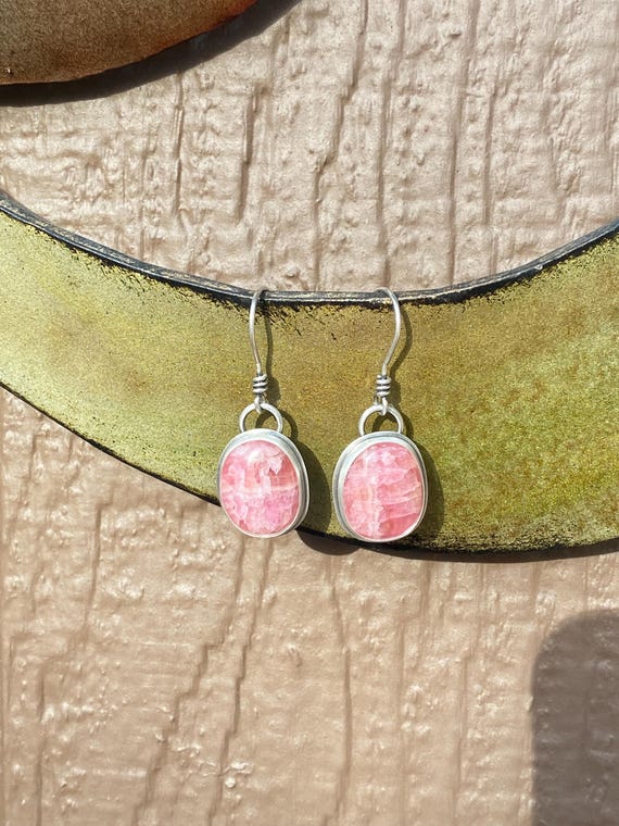 Oval Cobalto Calcite And Sterling Silver Dangle Earrings