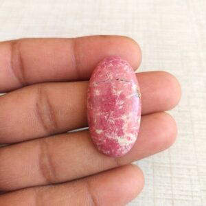 Oval Thulite Stone Cabochon: Pink Gemstone Pendant (36x19x6 Mm, 35.4 Carat)