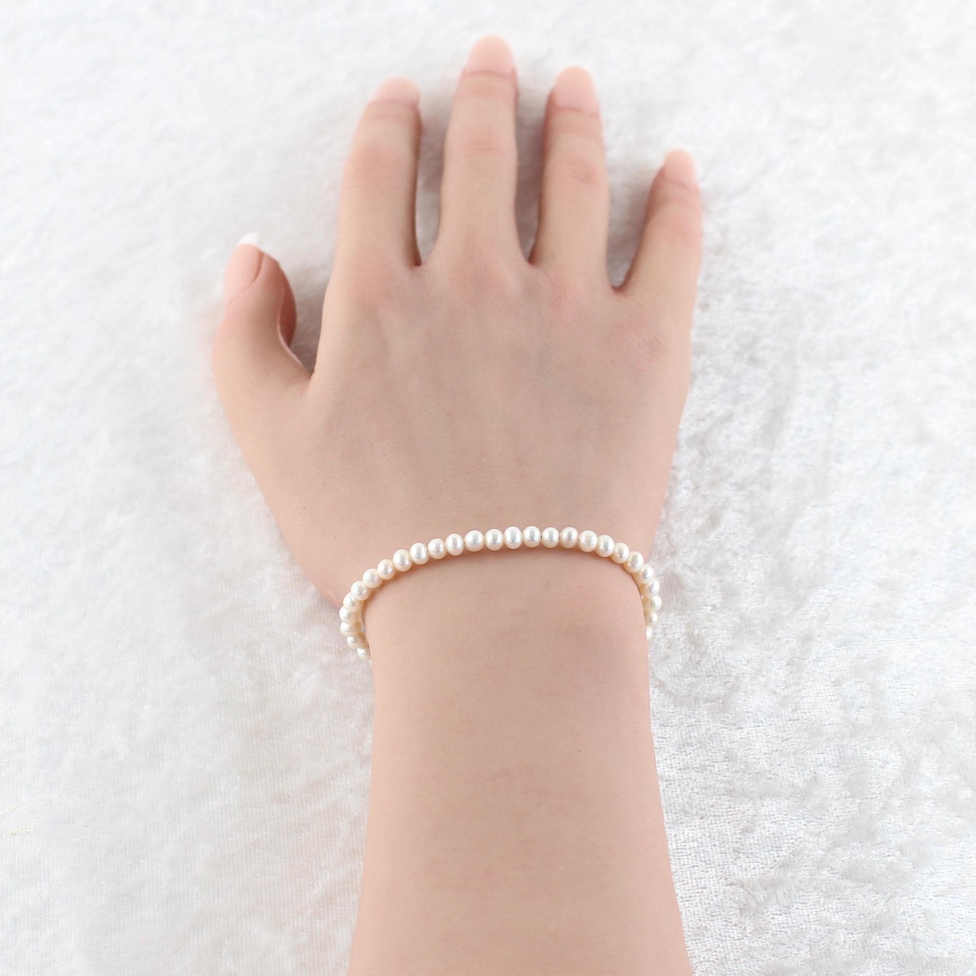 Aaa Freshwater Pearl Bracelet, Natural White Dainty Seed Pearl Bracelet In Sterling Silver, Gold Or Rose Gold Filled, 3.5 - 4mm Beads
