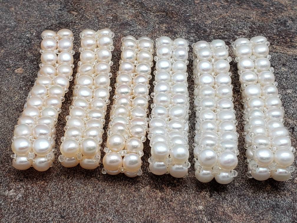 Button Pearl Bracelet, Two Rows, 6.5 Inch Button Pearl Bracelet, Two Rows, 6.5 Inch