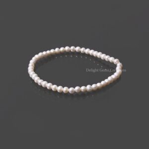 Creamy White 8mm Freshwater Pearl Stretch Bracelet, Pearl Smooth Round Beads Bracelet, Handmade Stackable Bracelet, Unisex Bracelet