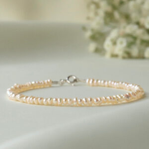 Dainty Ivory Freshwater Pearl Bracelet 2-3mm, sterling silver, gift gor Her, Genuine Pearl jewelry, bridal bracelet