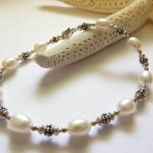 Freshwater Pearl Bracelet, Bali Sterling Silver, June Birthstone