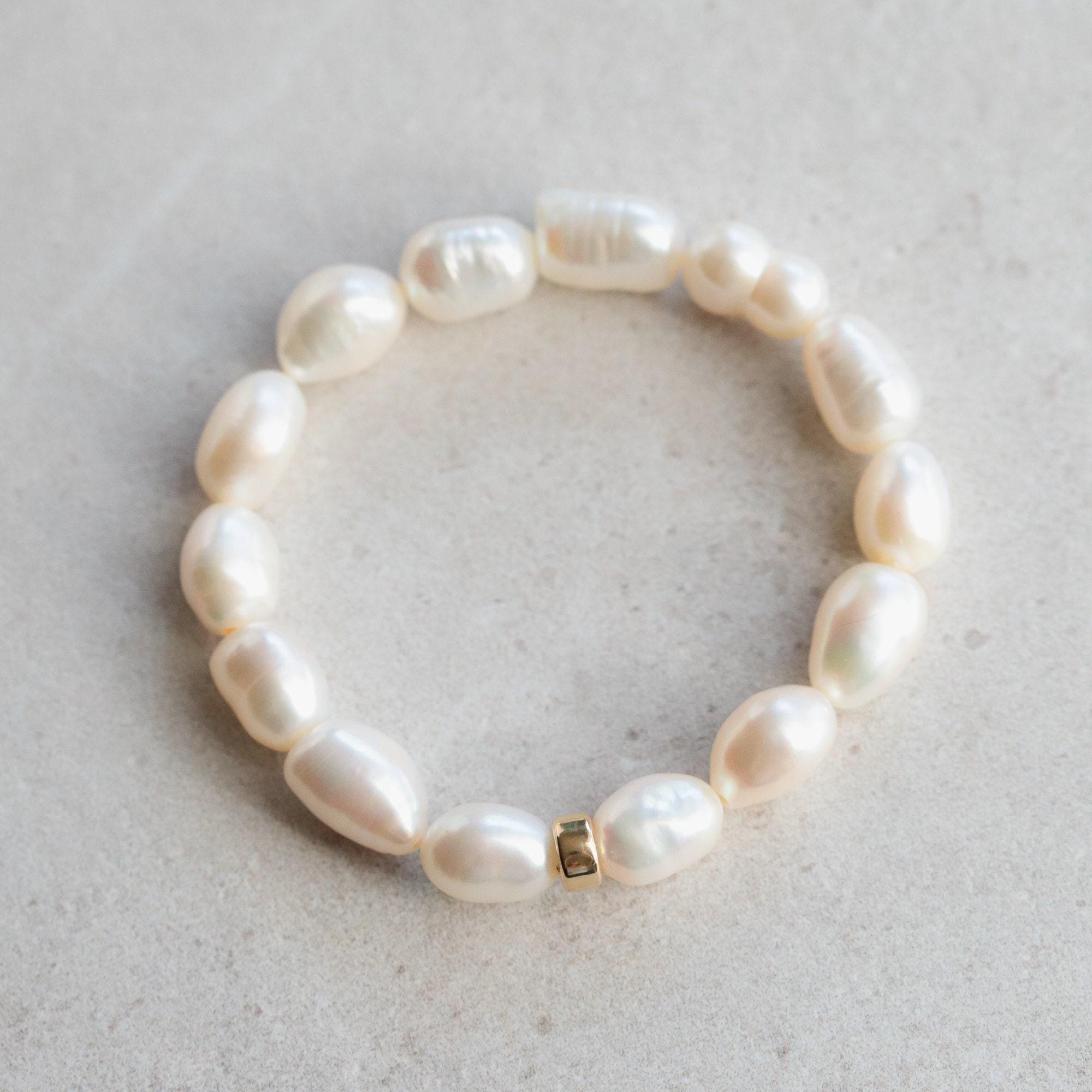 Freshwater Pearl Bracelet | Pearl Stretch Bracelet | Fun Freshwater Pearl Bracelet [ebpp1456] | Gold Freshwater Pearl Bracelet *g