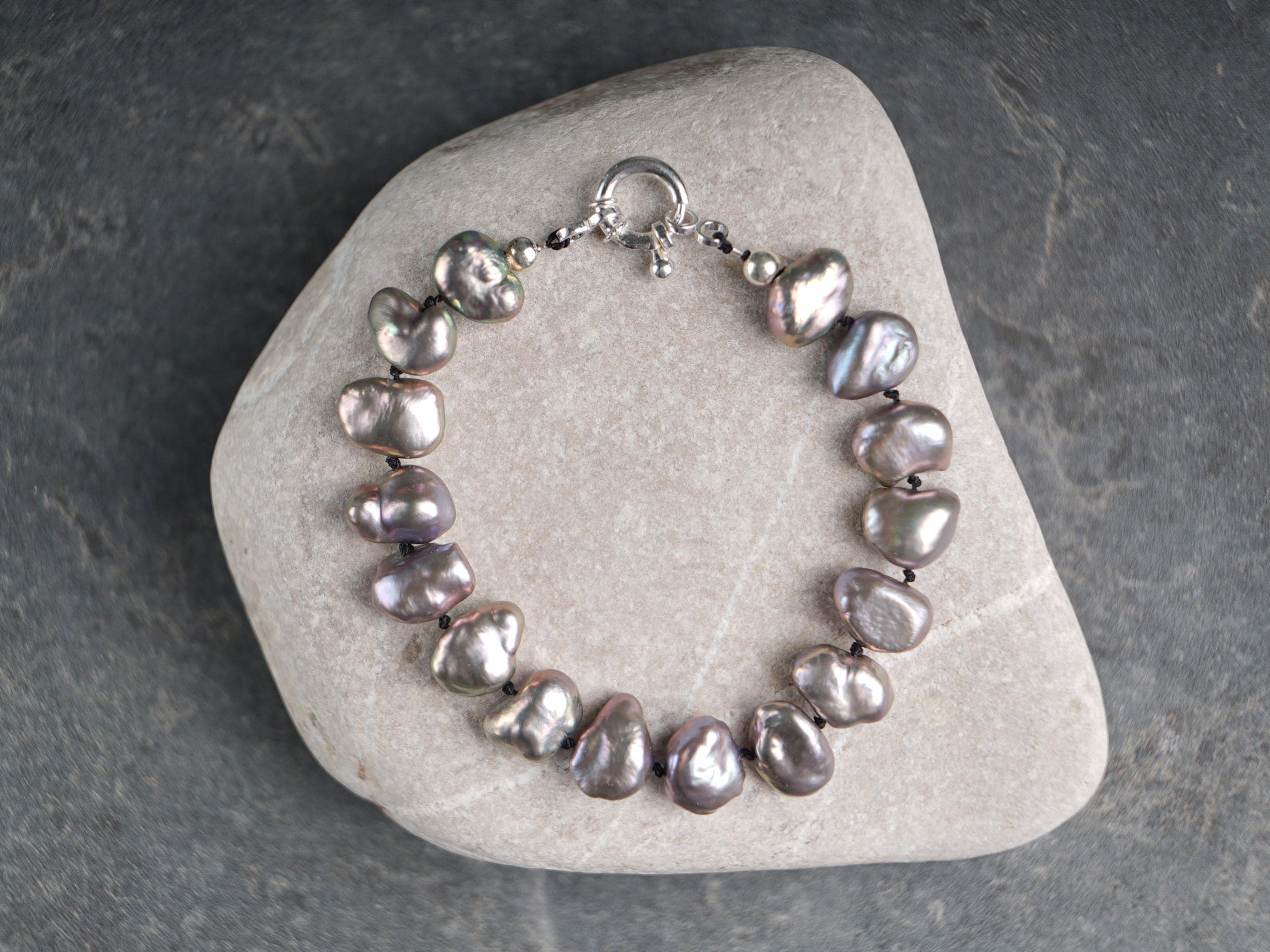 Pearl Bracelet: Gray Purple Natural Keshi Pearls, Sterling Silver, Beaded Bracelet, Gemstone Jewelry Pearl Bracelet: Gray Purple Natural Keshi Pearls, Sterling Silver, Beaded Bracelet, Gemstone Jewelry